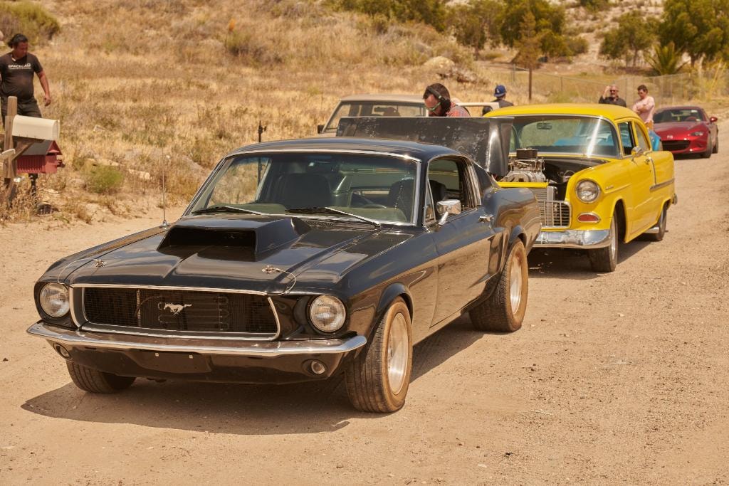 Jordan's Mustang and Art's '55 Chevy