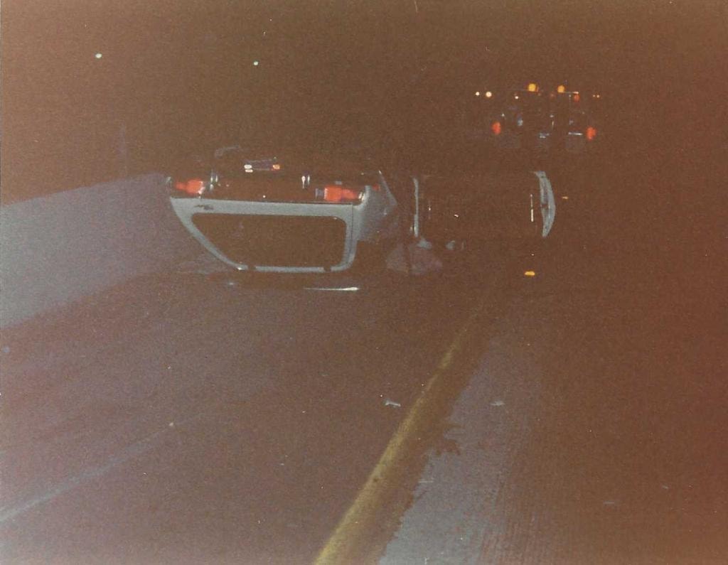Pinto rollover southbound 405 north of Sunset Blvd, Los Angeles 1979
