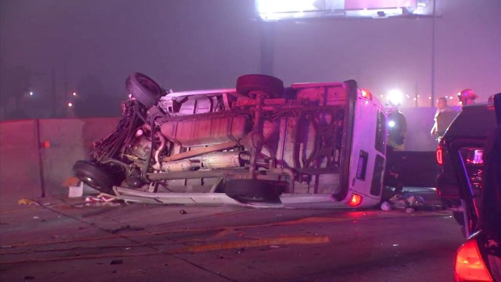 Overturned vehicle — Helmet TV Series night scene